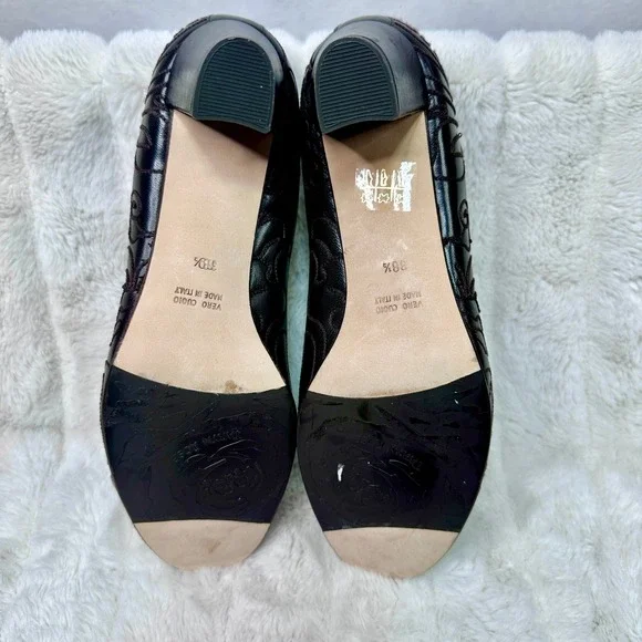 Taryn Rose Pumps Women 38.5 Brown Excellent Embroidered Leather Block Heel 9312 - Picture 5 of 11